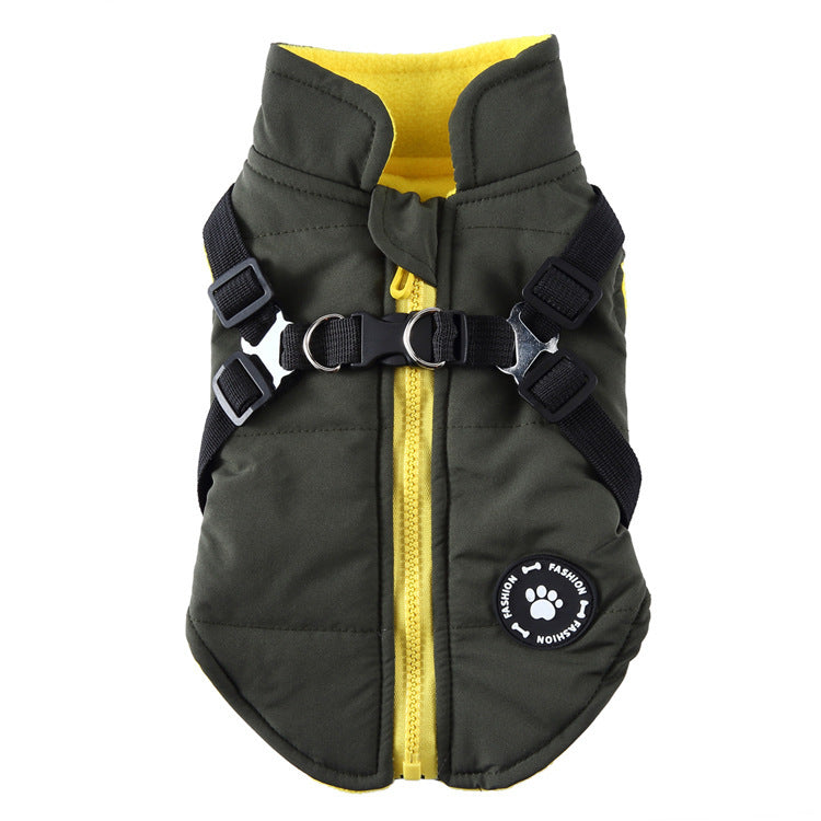 pets Cozy Chest Strap Jacket – Padded Cotton Coat for dogs and cat - Pet house