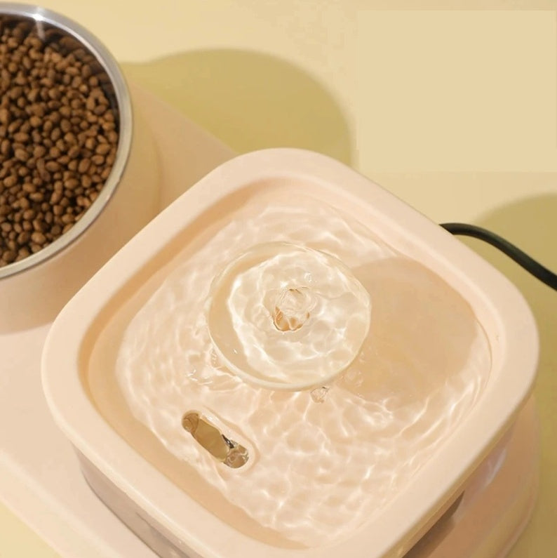 2-in-1 Cat Water Dispenser & Feeding Bowl – Automatic Hydration & Mess-Free Feeding! - Pet house