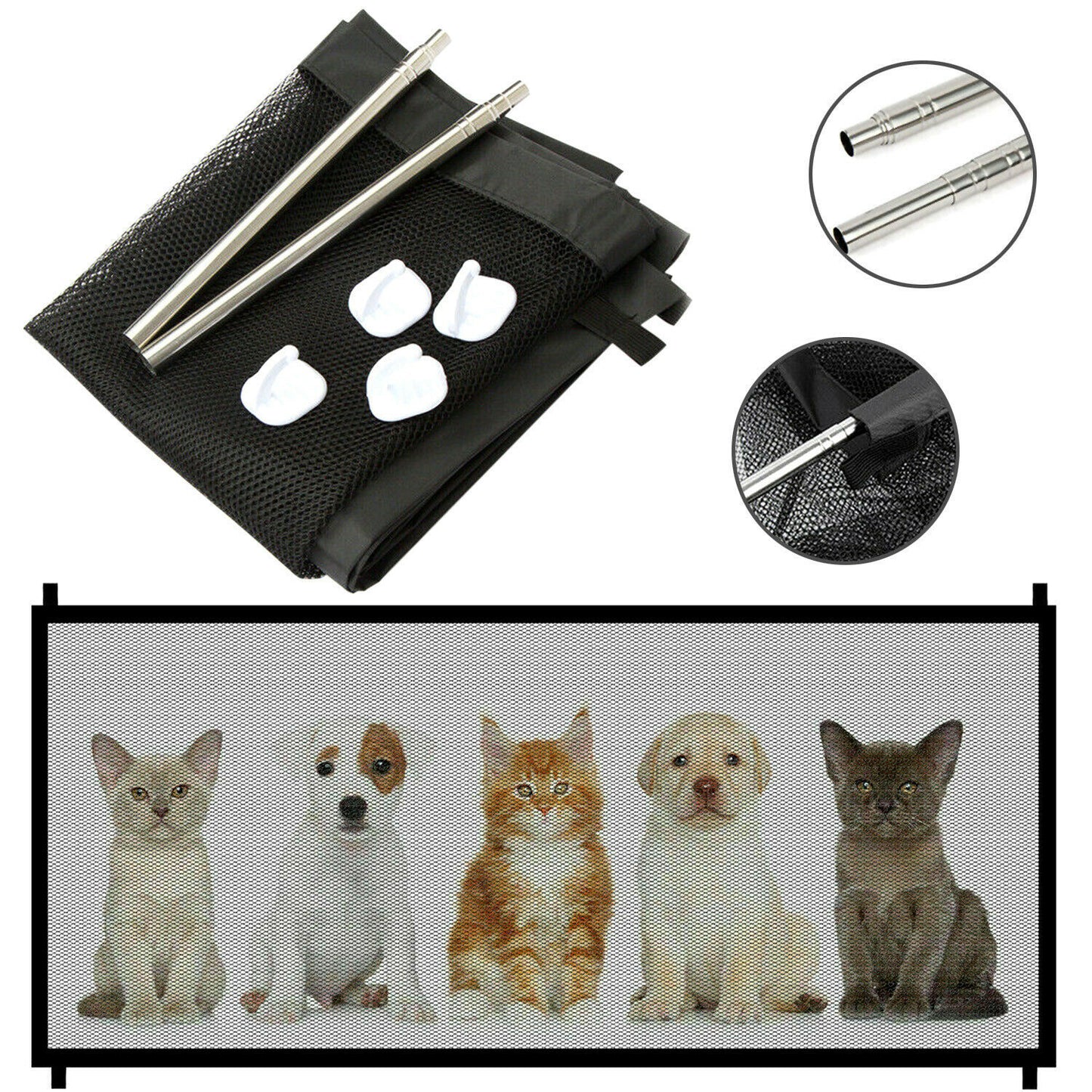 Pets Dog Cat Baby Safety Gate Mesh Fence Magic Portable Guard Net Stairs Doors - Pet house