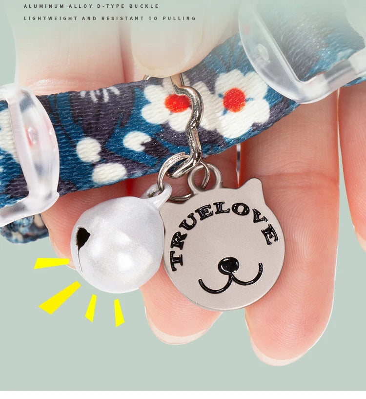 Floral Pet Collar with Bell – Stylish, Adjustable & Personalized! - Pet house