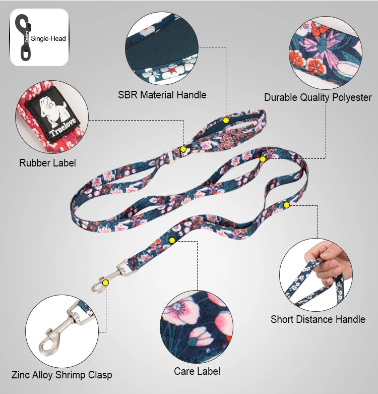 Floral Pet Leash – Soft Padded Handle & Extra Control! - Pet house