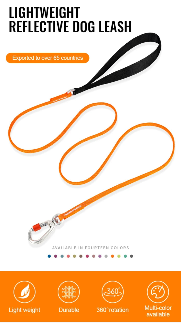 Lightweight Reflective Dog Leash – Stylish, Secure & Adjustable! - Pet house