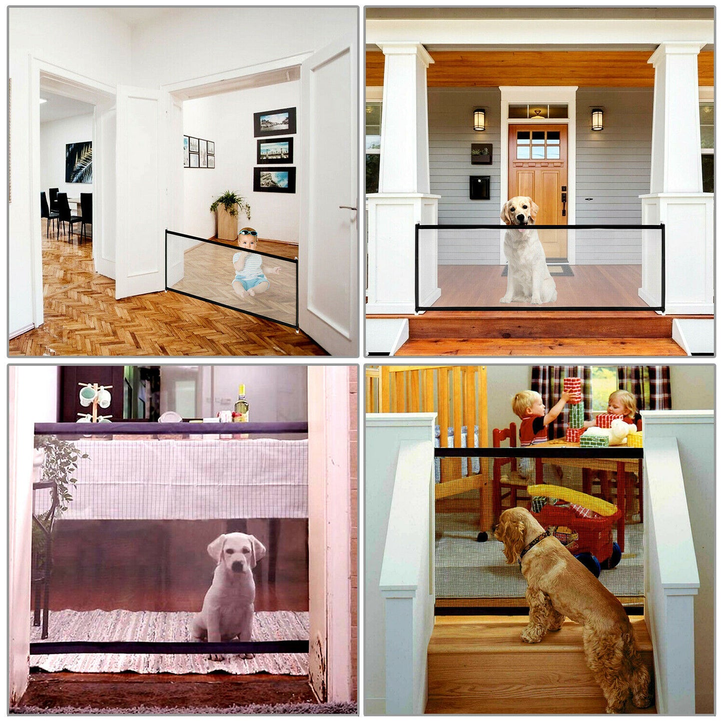 Pets Dog Cat Baby Safety Gate Mesh Fence Magic Portable Guard Net Stairs Doors - Pet house