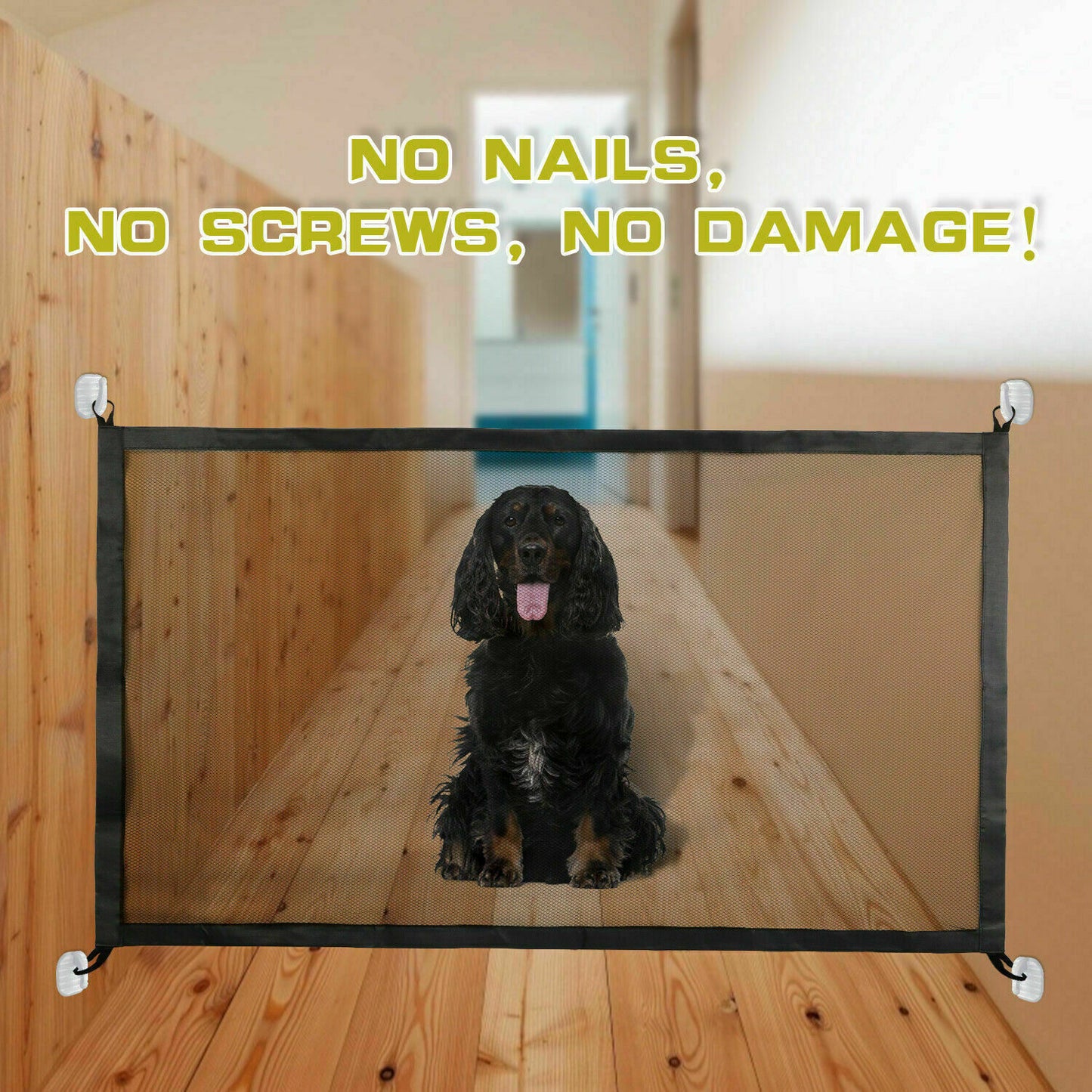 Pets Dog Cat Baby Safety Gate Mesh Fence Magic Portable Guard Net Stairs Doors - Pet house