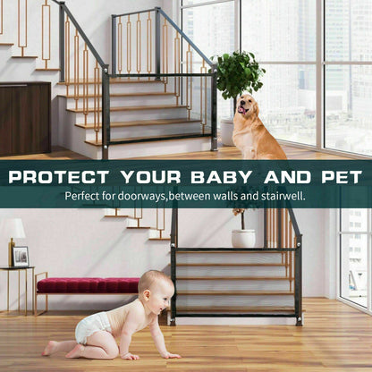 Pets Dog Cat Baby Safety Gate Mesh Fence Magic Portable Guard Net Stairs Doors - Pet house