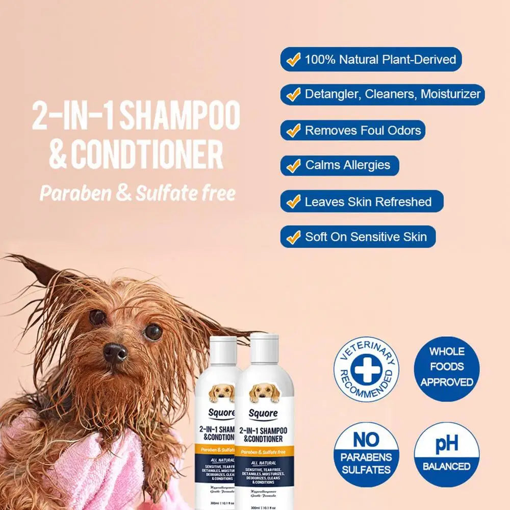 2-in-1 Dog Shampoo & Conditioner – Moisturizing & pH-Balanced for Sensitive Skin - Pet house