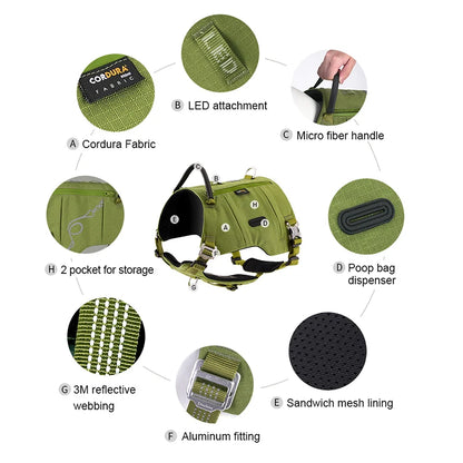 Adjustable Dog Backpack Harness – Tactical, Durable & Adventure-Ready! - Pet house