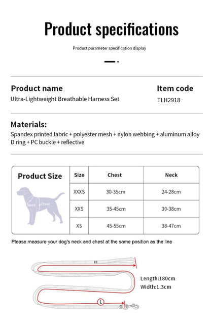 Lightweight Adjustable Pet Harness & Leash Set – Quick-Release & Secure! - Pet house